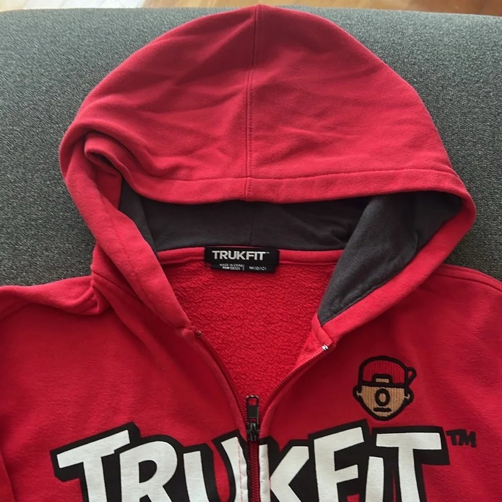 Red TRUKFIT zip up hoodie. Youth M (10/12)